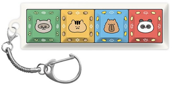 미소피아 청축 키캡 키링 4구 기계식 키보드 키캡 열쇠고리 캐릭터, 1개, 작은친구들