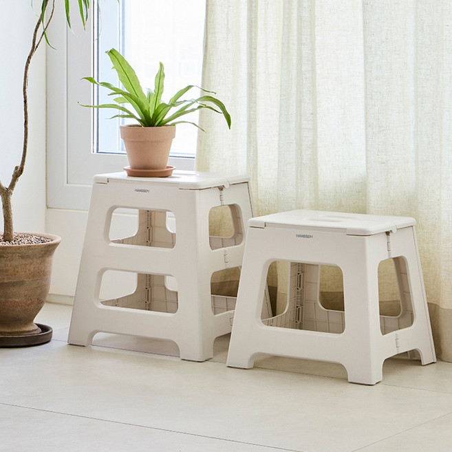 한샘 NEW 핸디 원터치 폴딩 스툴 사다리 발판 간이 의자 접이식, 1개, 핸디 원터치 폴딩스툴 차콜 L