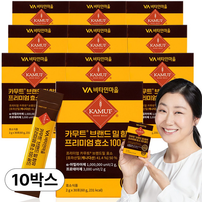비타민마을 100만 역가수치 카무트 브랜드밀 프리미엄 효소 100 골드 30p, 60g, 10개