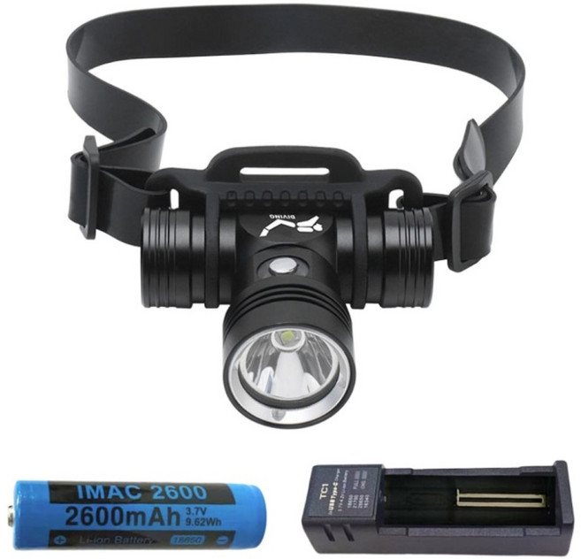 CREE 크리 수중 헤드랜턴 풀세트 50m 방수 다이빙 랜턴 해루질 헤드써치 돌핀 D2