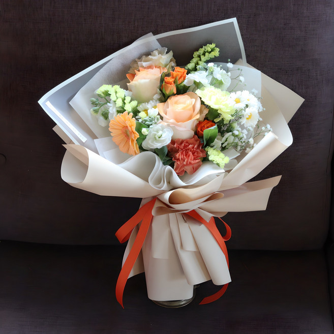 졸업식 꽃다발 플로리스트가 만든 계절꽃다발 생화꽃다발 졸업식 생일선물 꽃다발 생화택배, S-size, 오렌지, 1개