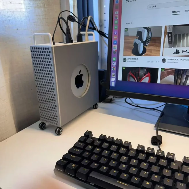 스너그데이즈 Mac Mini M2/M1 용 소형 섀시 Mac Pro 세대 MAC MINI 소형 사무실 브래킷 3D 인쇄, 02 silver A