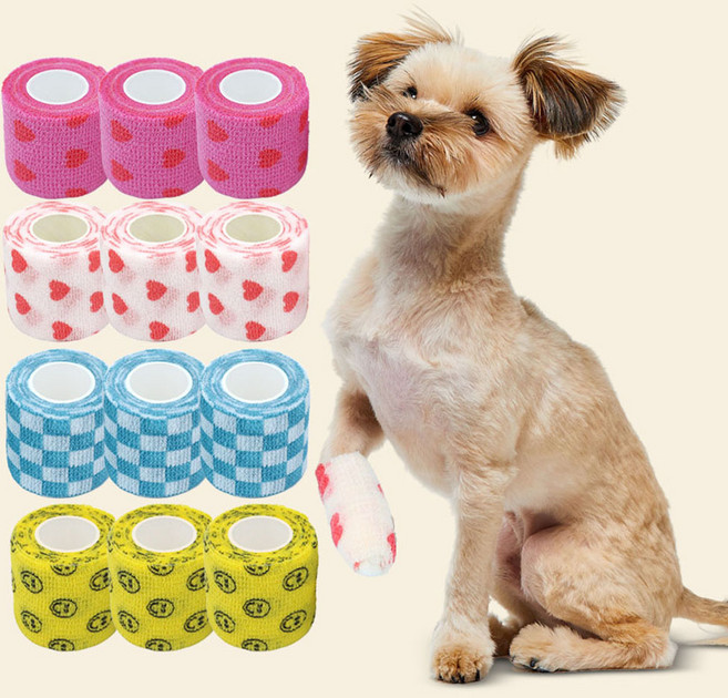 세이프티 멍붕대 반려동물 자가접착 붕대 신발 5cm, 디자인패턴, 1세트