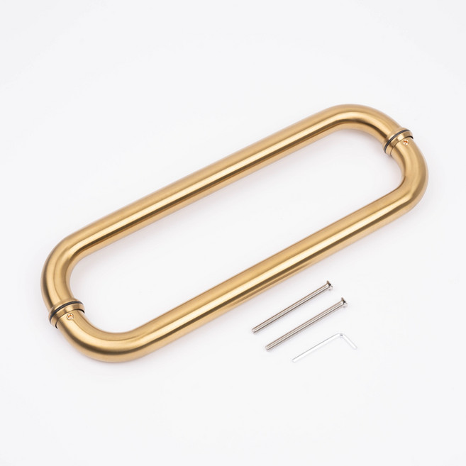 철물파크 원형 강화도어 손잡이 340mm 25파이 골드무광 유리문 철문 가마찌 상가 출입문, 1개