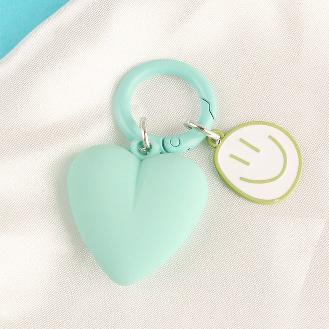 아이루리 매트 봉긋 하트 링 미소 파스텔 키링 자동차키 우정템 트렌디한 분실 방지 에어팟, 1개, 민트