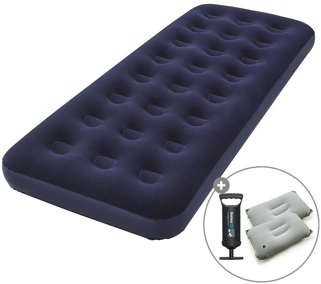 캠프빌리지 베스트웨이 에어매트+베개 2개+큰손펌프 세트, 블루(큰손펌프)