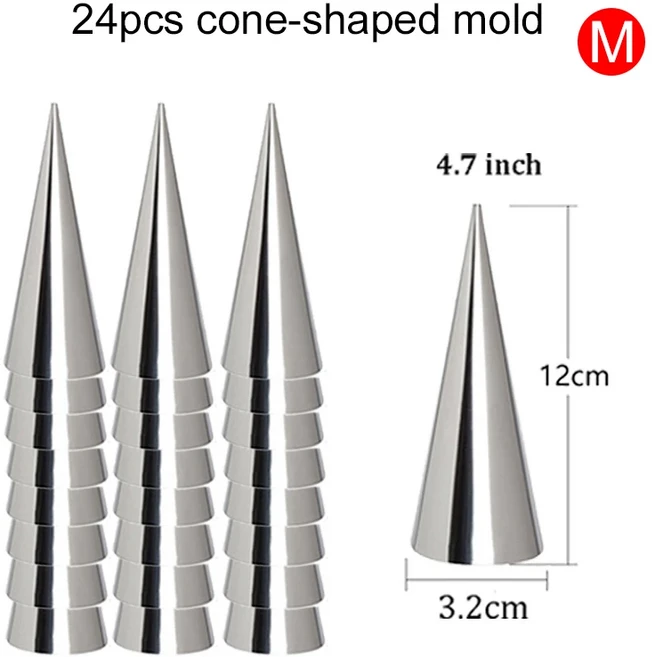 6~24pcs 크로와상 메이커 스테인레스 스틸 콘/경사 튜브 금형 가정용 주방 베이킹 도구 DIY 디저트 쿠키 TM, 11 24pcs ZXNJS M, 1개