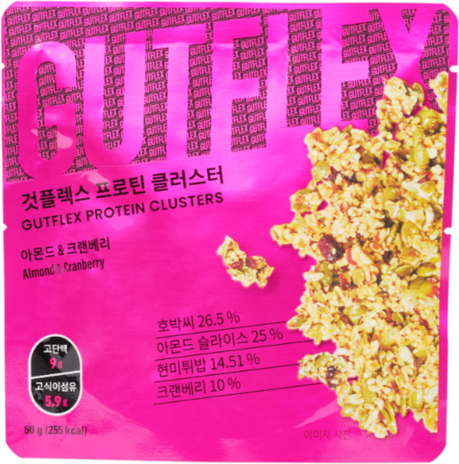 GUTFLEX 것플렉스 프로틴 클러스터 아몬드&크랜베리 그래놀라, 3개, 50g