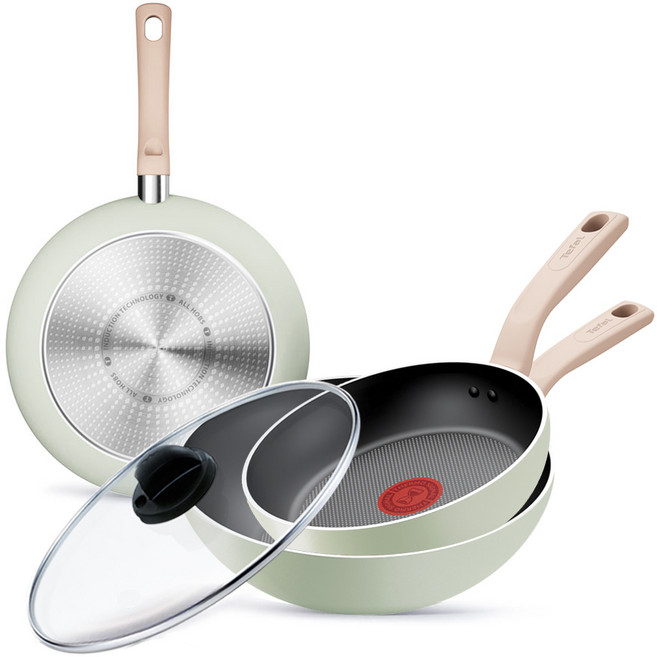 테팔 인덕션 민트 세이지 4종(팬24+28+웍28+유리뚜껑28), 1세트, 팬24+28+웍28+유리뚜껑28