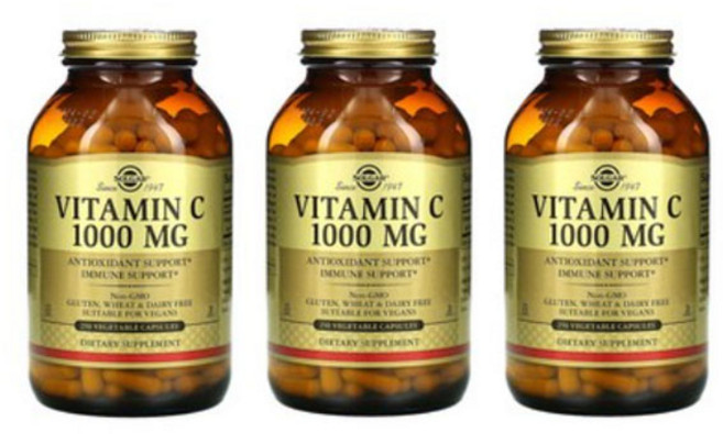 솔가 비타민 C 1000mg 베지캡슐 250 개 X3병 솔땡 글루텐프리, 250정, 3개