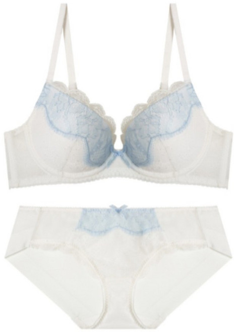 [와이어세트]배색 와이어 브라+헴팬티 EBBRGA338H EBWQGA338H (색상택1)