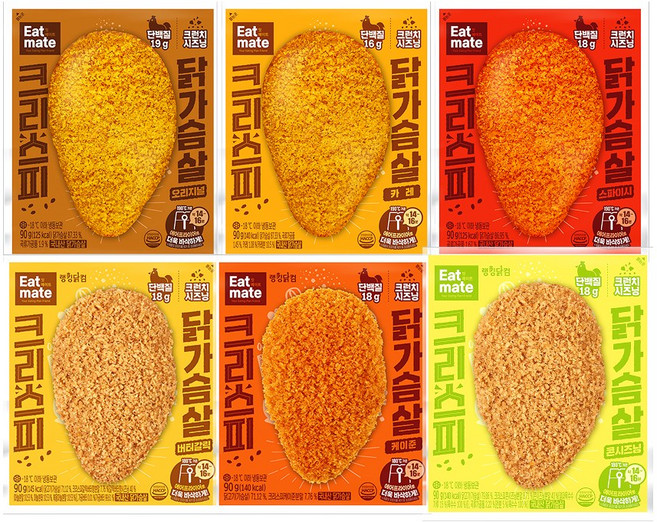 [랭킹닭컴] 잇메이트 크리스피 닭가슴살 6종 혼합, 90g, 24개