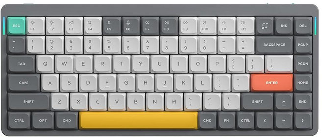 Nuphy Air75 V2 로우 프로파일 무선 기계식 키보드 핫 스왑 가능 블루투스/2.4g/USB-C 연결 지원(블랙 게이트론 알로에 스위치), 회색