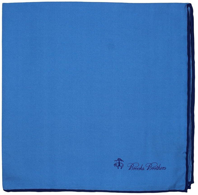 Brooks Brothers 블루 로고 포켓 스퀘어 블루.