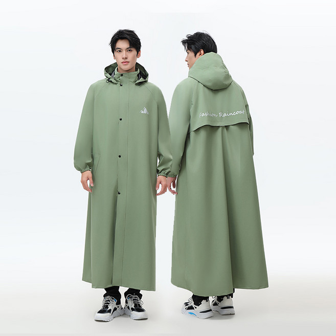 트렌치 스타일 남녀공용 방수 롱우비 골프우비, 1개, 그린