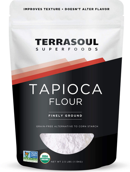 테라솔 슈퍼푸드 유기농 타피오카 가루 전분 2.5파운드 - Terrasoul Superfoods Organic Tapioca Flour Starch 2.5 Lbs - Glute, 1개, 1.13kg