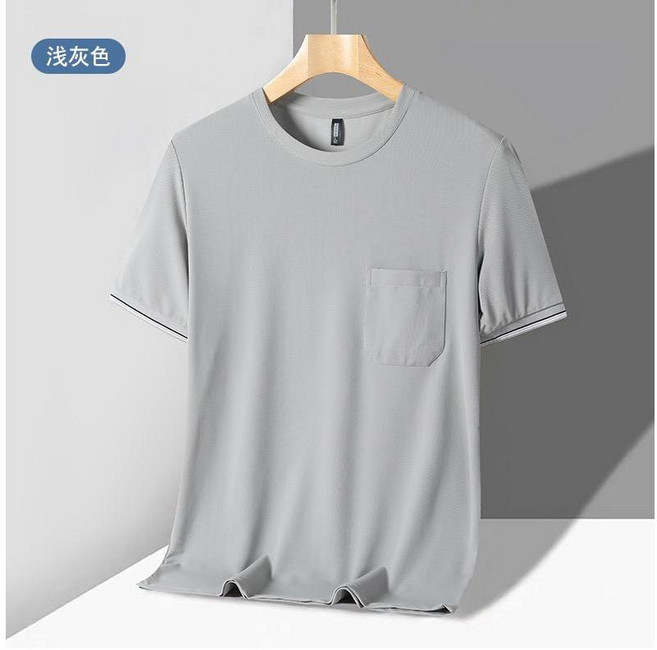 涼感口袋T恤 速乾透氣 尺寸M-XXXL, 淺灰,3XL