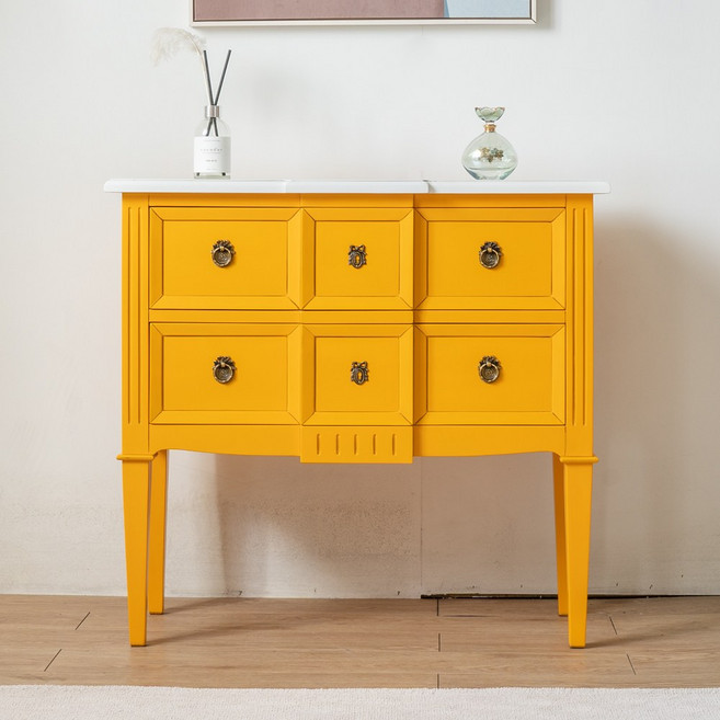 라나 엔틱 콘솔 현관 거실 콘솔 프렌치 옐로우