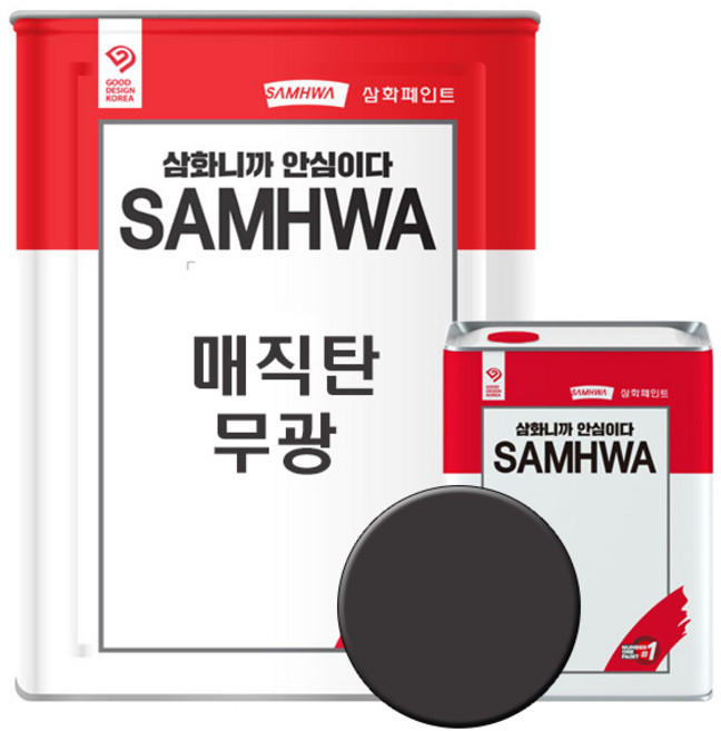 삼화페인트 철재 목재 타일용 우레탄페인트 매직탄, 1개, 16L, 흑색 무광