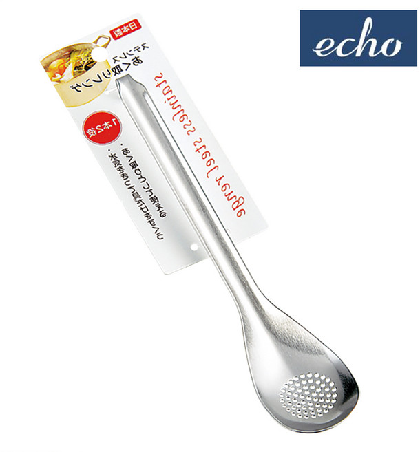일본 에코 스텐 구멍 스푼 (0121-140) 국자 건지기 거품국자 육수 채망 거름망, 2개, 본상품