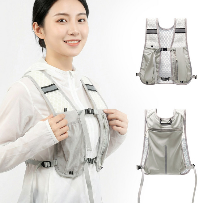 ROYAI ONE 초경량 스포츠 등산가방 아웃도어 경량 등산 조끼 베스트 러닝조끼, 회색