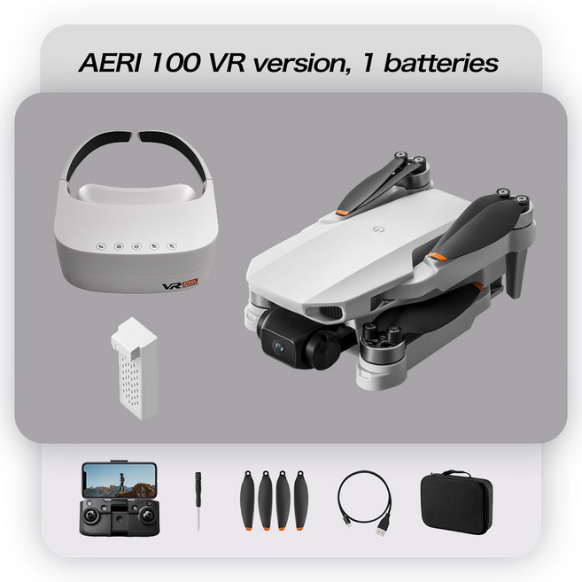Aeri 100 VR 탑재 드론 2.4G 고화질 듀얼 카메라 WIFI / EIS 브러시리스 모터 전문용 촬영드론, 그레이, 1개
