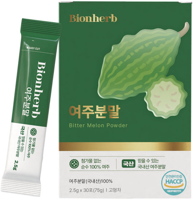 비온허브 여주 분말 가루 국내산 씨제거 해썹인증 스틱포장 75g, 1박스, 30회분