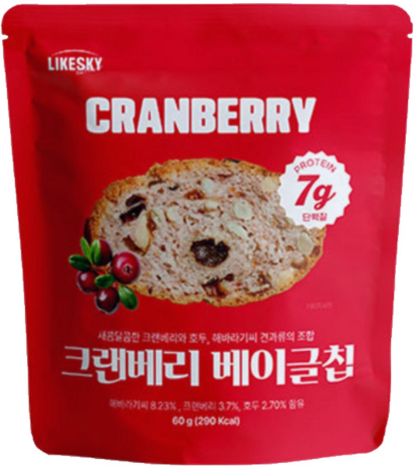 하늘 크랜베리 베이글칩, 60g, 3개