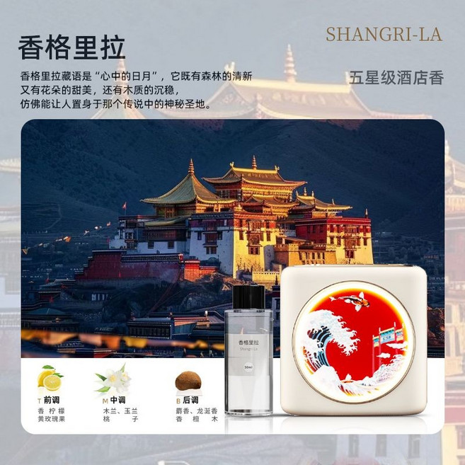 酒店擴香機自動噴香家用香薰機加香機大廳香氛精油動畫氛圍噴香機, 氛圍燈光版【魚躍龍門】,梔子花精油*50毫升