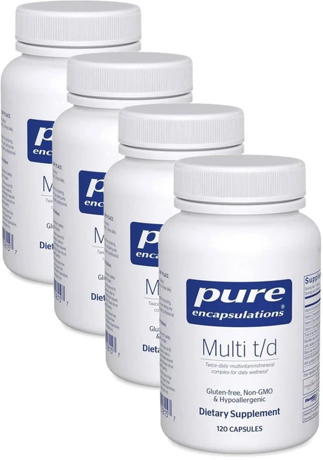퓨어인캡슐레이션 멀티 투퍼데이 멀티비타민 미네랄 캡슐 Pure Encapsulations Multi T/D, 4개, 120정 - 쿠팡