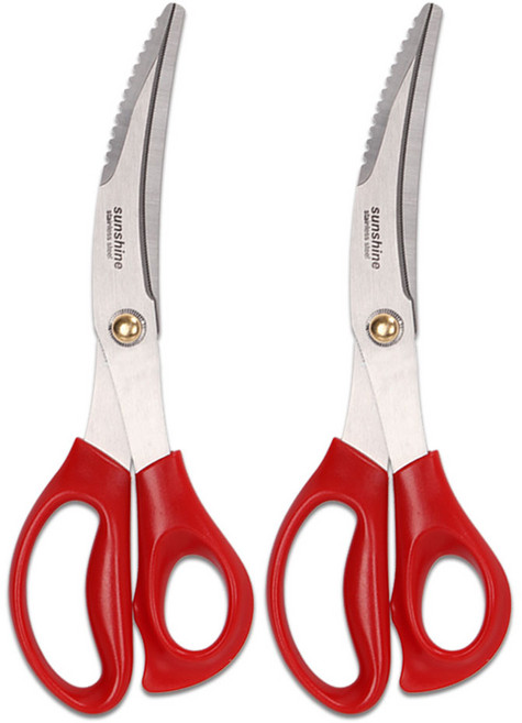 썬샤인 피올라 커브드 고기 가위 SKS-04, 레드, 2개