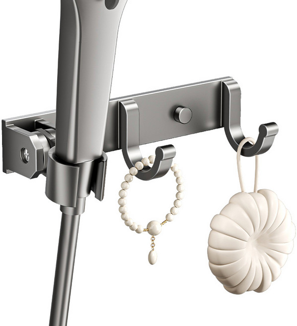 무타공 강력 흡착식 샤워기 거치대 각도조절 공용 샤워헤드 홀더, 회색