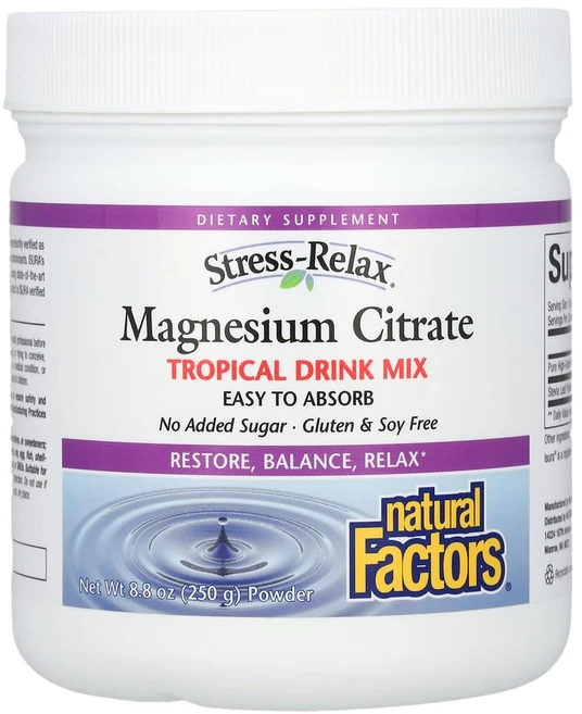내추럴팩터스 구연산 유기산 마그네슘 마그네슘시트레이트분말 트로피컬맛 250g, 1개 - 쿠팡