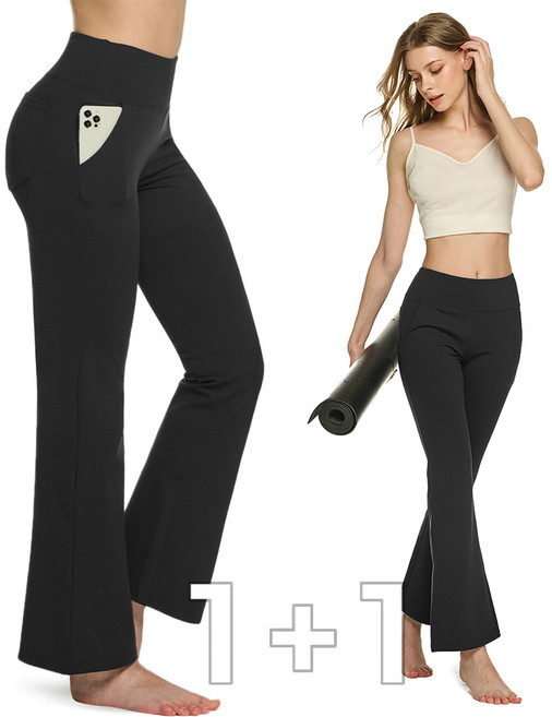 [1+1] 여성 이지핏 부츠컷 팬츠 소프트 요가 긴바지 숏Ver