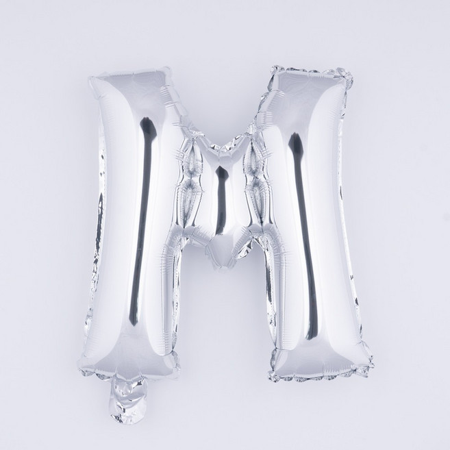 아트포유 알파벳풍선 이니셜 글자 이벤트 축하 은박 생일 파티 풍선 40cm, 1개, 화이트 골드 M