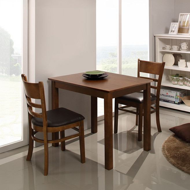 동서가구 캐빈 고무나무 원목 2인 식탁+의자 2개 방문설치 DF919598, 엔틱, 일반의자 2