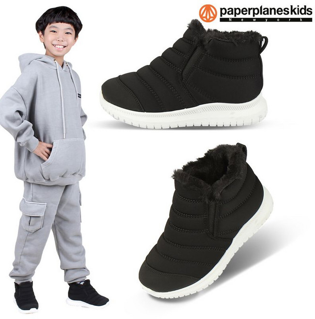 페이퍼플레인키즈 PK7853 아동 패딩 부츠 운동화 겨울 아동화 유아 남아 아기 양털 방한 신발 퍼 슈즈 슬립온 단화