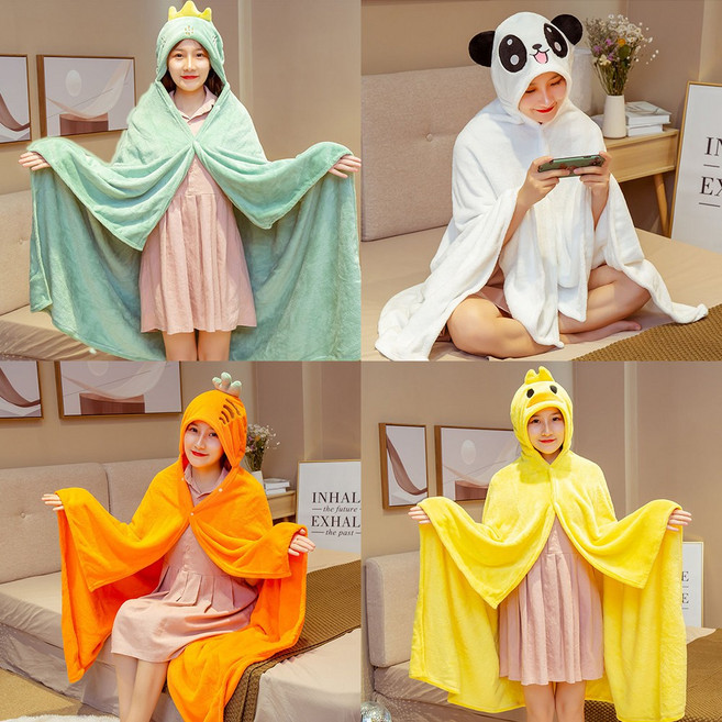 아트조이 입는 후드 담요 사무실 학교 방한 따뜻한 숄 망토 블랭킷 캐릭터 담요 (6colors)