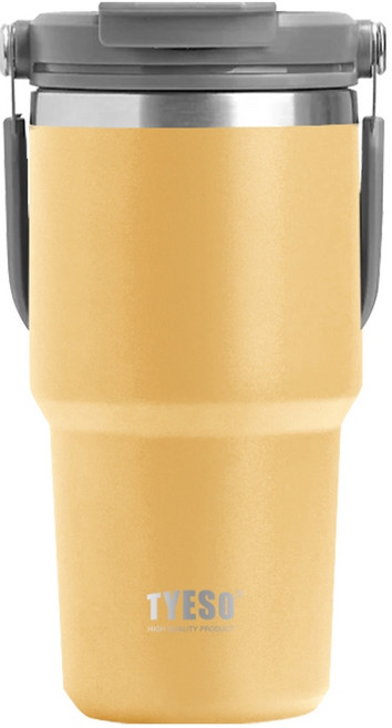TYESO 手提保溫杯, 黃色,900ml, 1個, 900