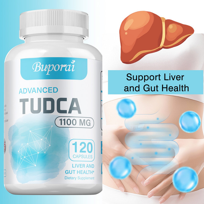 TUDCA 간 보충제 1100mg 초강력 담즙산 TUDCA 보충제 간 정화 해독 및 복구를 위한 간 지원, 1개, 60정