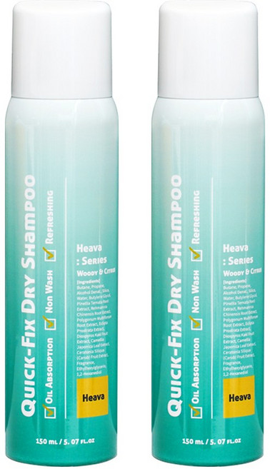 해바 퀵 픽스 드라이 샴푸 노워시 노세범 물없는 샴푸 입원용 간병인 출산준비물, 2개, 150ml