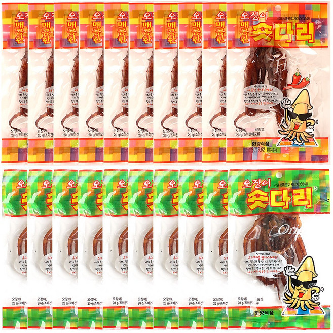 [가온애] 한양식품 오징어 숏다리 (일반+매콤), 10세트, 20g