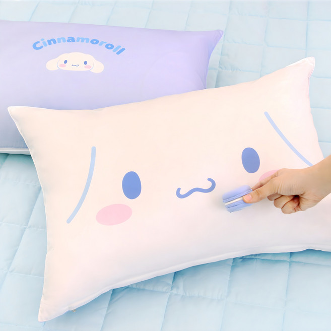 NARA HOME DECO 三麗鷗明星 雙面 New Face 枕頭套 + 超細纖維枕芯組, 1個, 大耳狗喜拿
