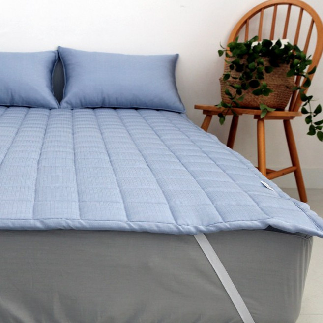 고정밴드 국내산 여름 인견패드 침대 매트리스 패드 SS/Q, 블루