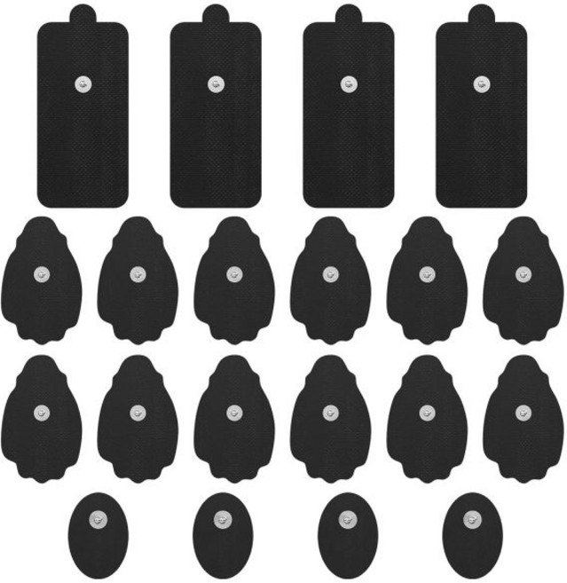 전기 치료용 TENS / EMS 유닛 교체 패드 NURSAL 20 팩 3 5mm 스냅 전극 패치 재사용 가능한 자가 접착 전극 패드 Belifu AVCOO MEDVICE, Black