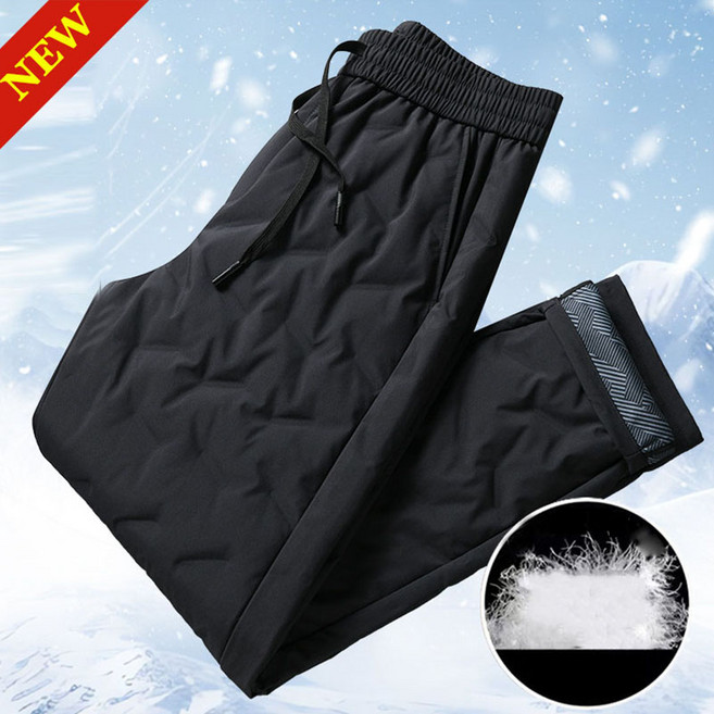 남성 겨울 따뜻한 밴딩 오리털 바지 남자 방한 보온 패딩 바지 팬츠