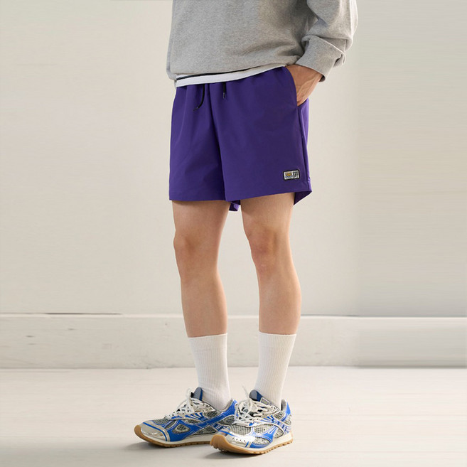 [꼼소넛] 베이직 로고 라벨 라이트 썸머 쇼츠 (퍼플) CSOp-218 [남녀공용]
