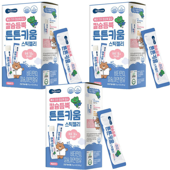베베쿡 칼슘듬뿍 튼튼키움 스틱젤리 14p, 3개, 280g