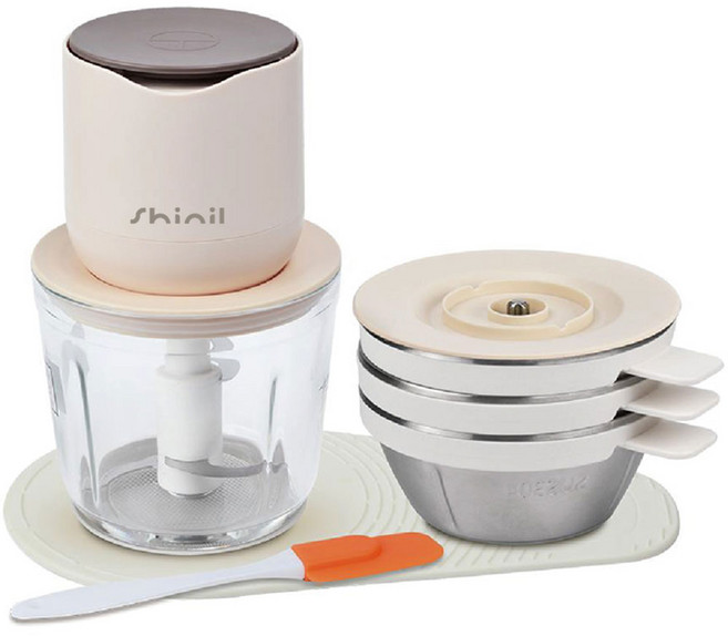 신일 강력 무선 야채 다지기 내열 유리 SUS 304 스텐 600ml, SFM-T100KM 베이지