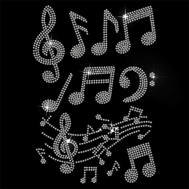 음표 패턴 핫픽스 스톤 장식 스티커 의류 수선 장식 21x29.7cm 모자 가구 무대 의상 DIY 장식용, 화이트, 1개